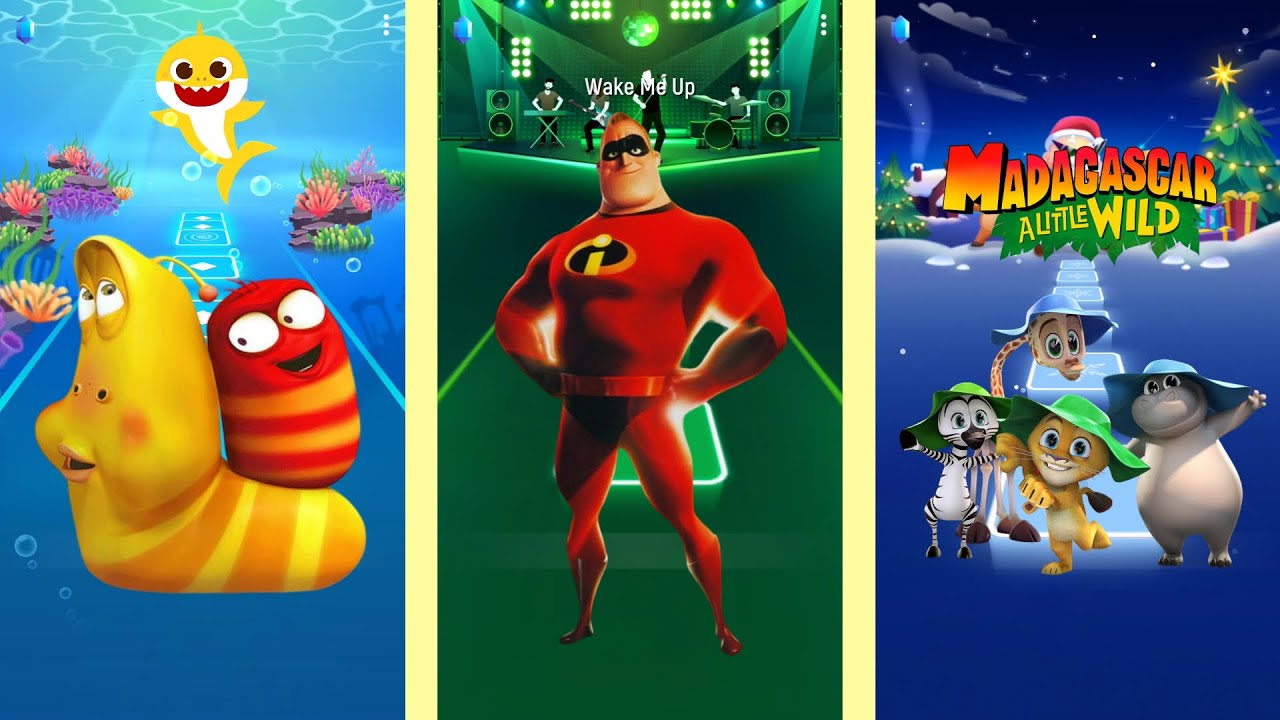 Larva Animation vs The Incredibles 2 vs Madagascar a little wild holiday tiles hop