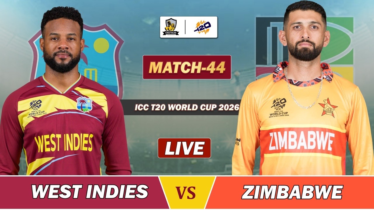 WEST INDIES VS ZIMBABWE ICC T20 WC 2026 MATCH 44 LIVE | WI VS ZIM LIVE COMMENTARY