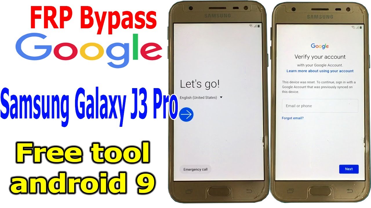 FRP Bypass Google Account Samsung Galaxy J3 Pro Android 9 with free tool