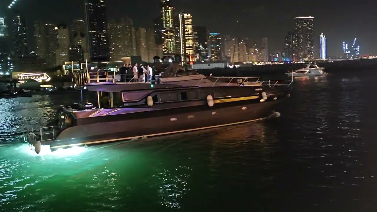 Drone show at Dubai Bluewaters seen from Marina Cruise 