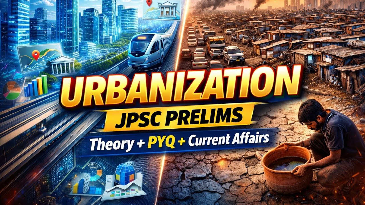 Urbanization for JPSC prelims theory+pyq+ current 