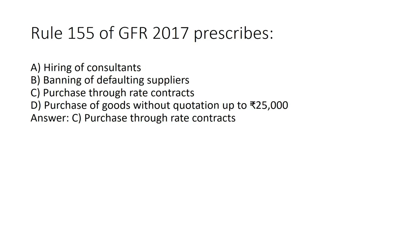 GFR 2017 (Finance & Accounts) 100+ MCQs