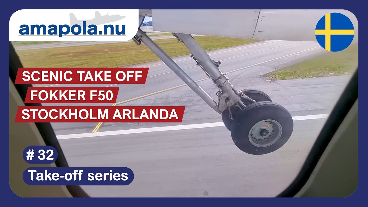 Scenic takeoff Amapola Flyg Fokker F50 from Stockholm Arlanda