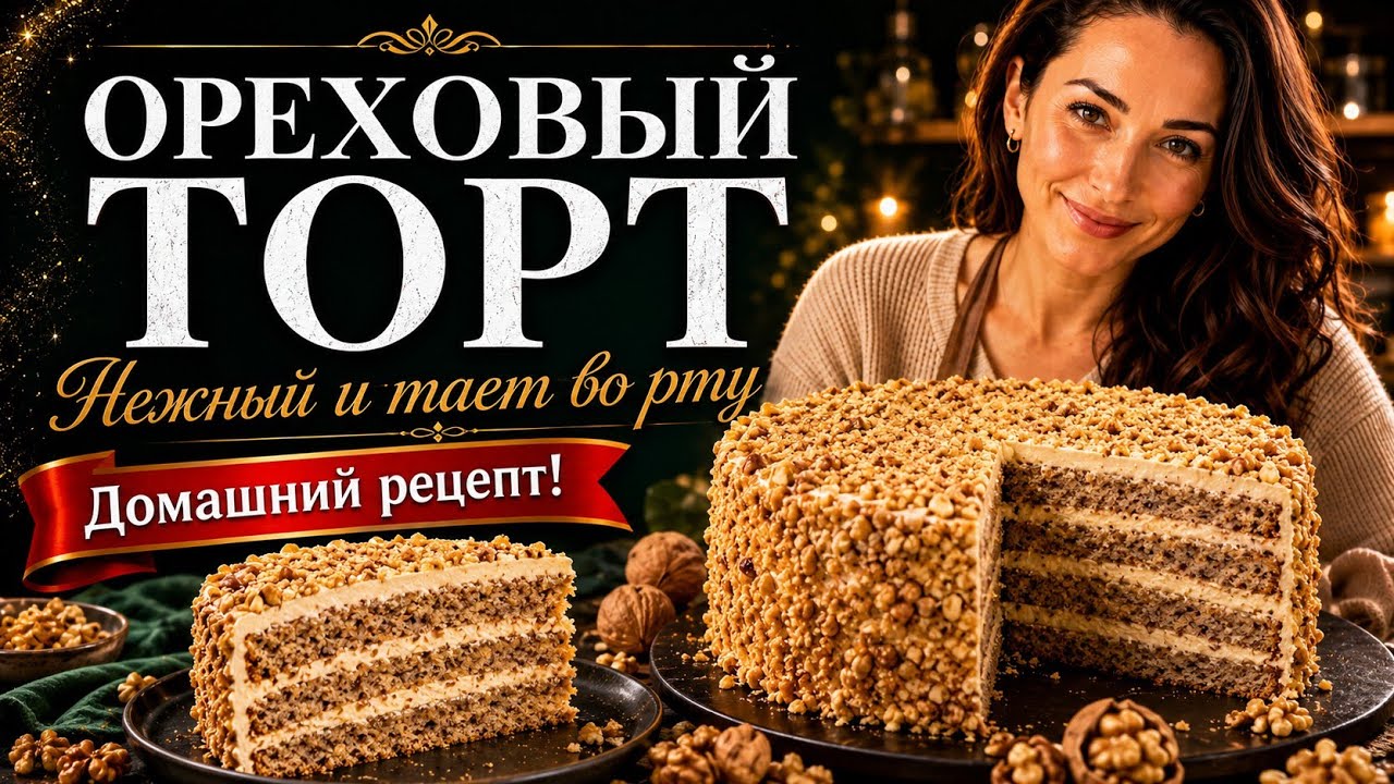 ТОРТ С ГРЕЦКИМ ОРЕХОМ 🍰 Нежный Сметанный Торт со Сгущёнкой | Домашний Рецепт