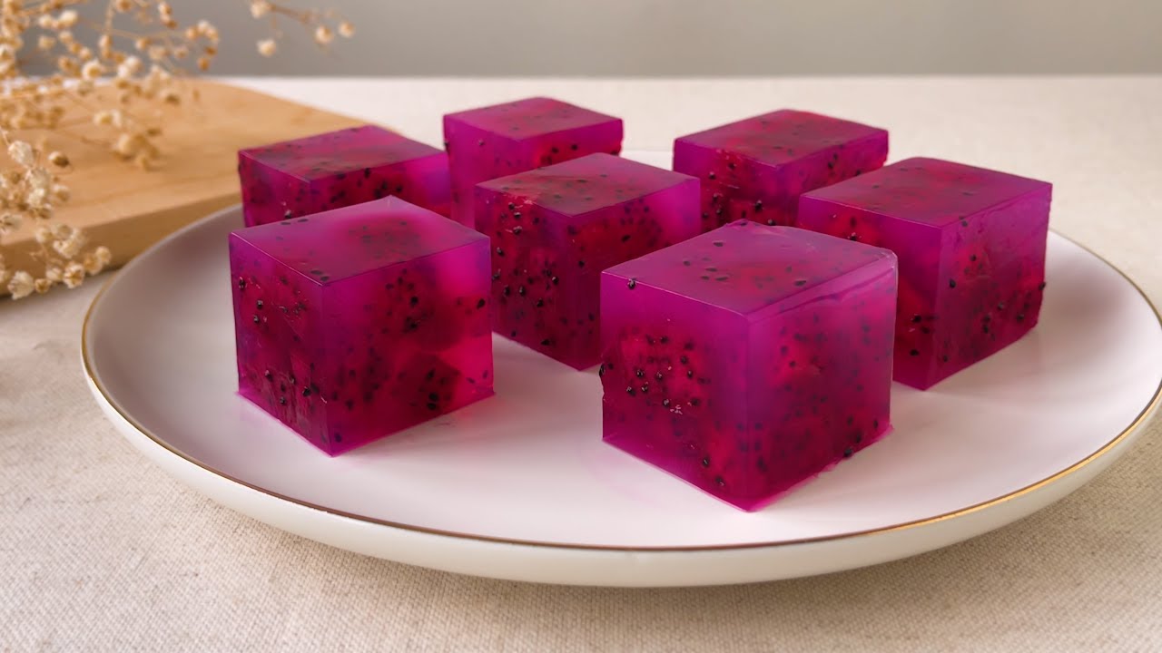 Easy Agar-agar Dragon Fruit Recipe | 火龙果燕菜糕食谱