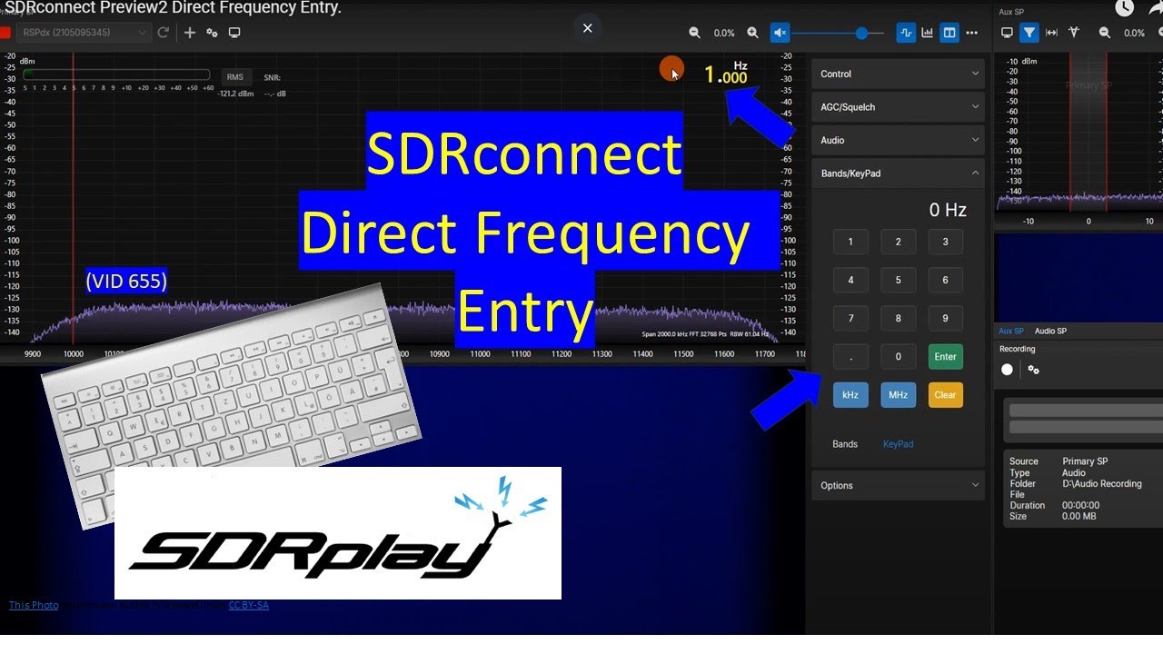 SDRconnect Preview2 Direct Frequency Entry.