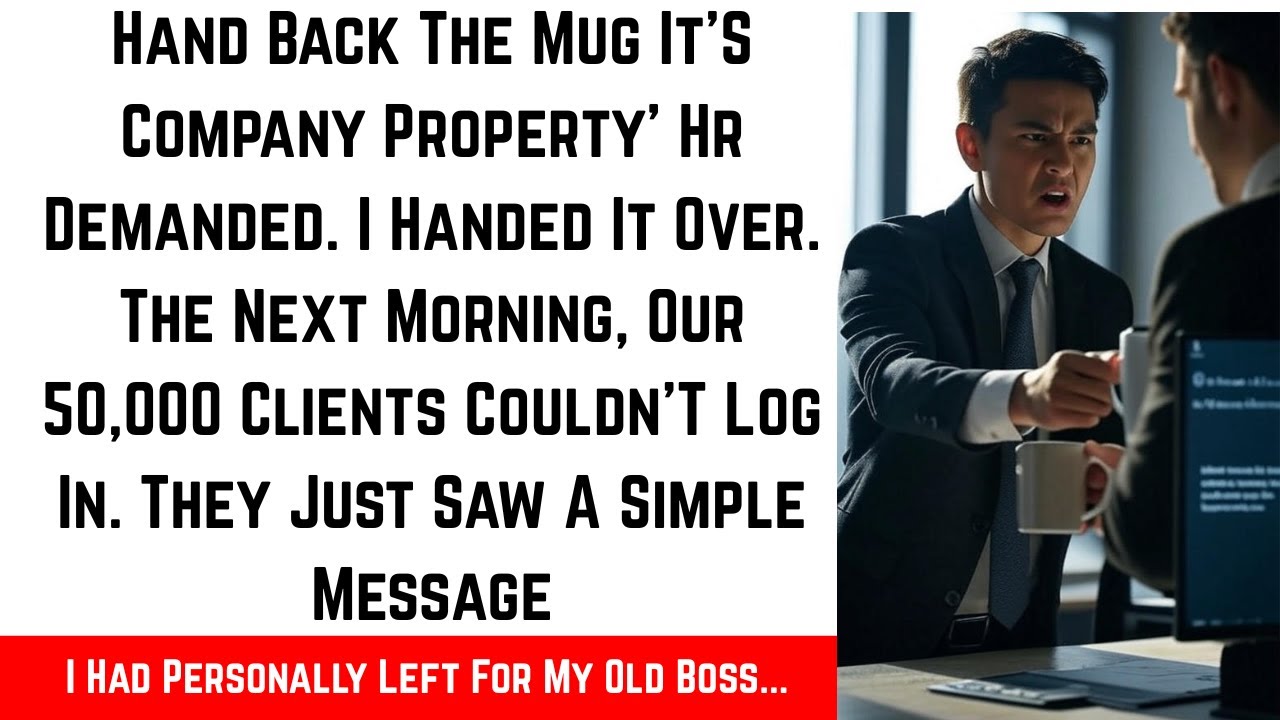 HAND BACK THE MUG IT'S COMPANY PROPERTY' HR DEMANDED. I HANDED IT OVER. THE NEXT MORNING OUR 50,000.