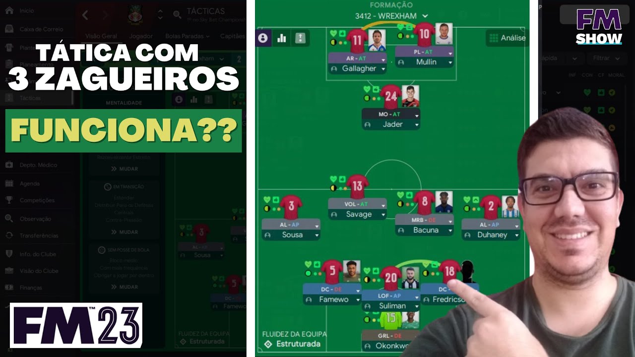 TÁTICA com 3 ZAGUEIROS no FM23 | FUNCIONA? | Football Manager #fm23 #taticafm23 #3zagueiros