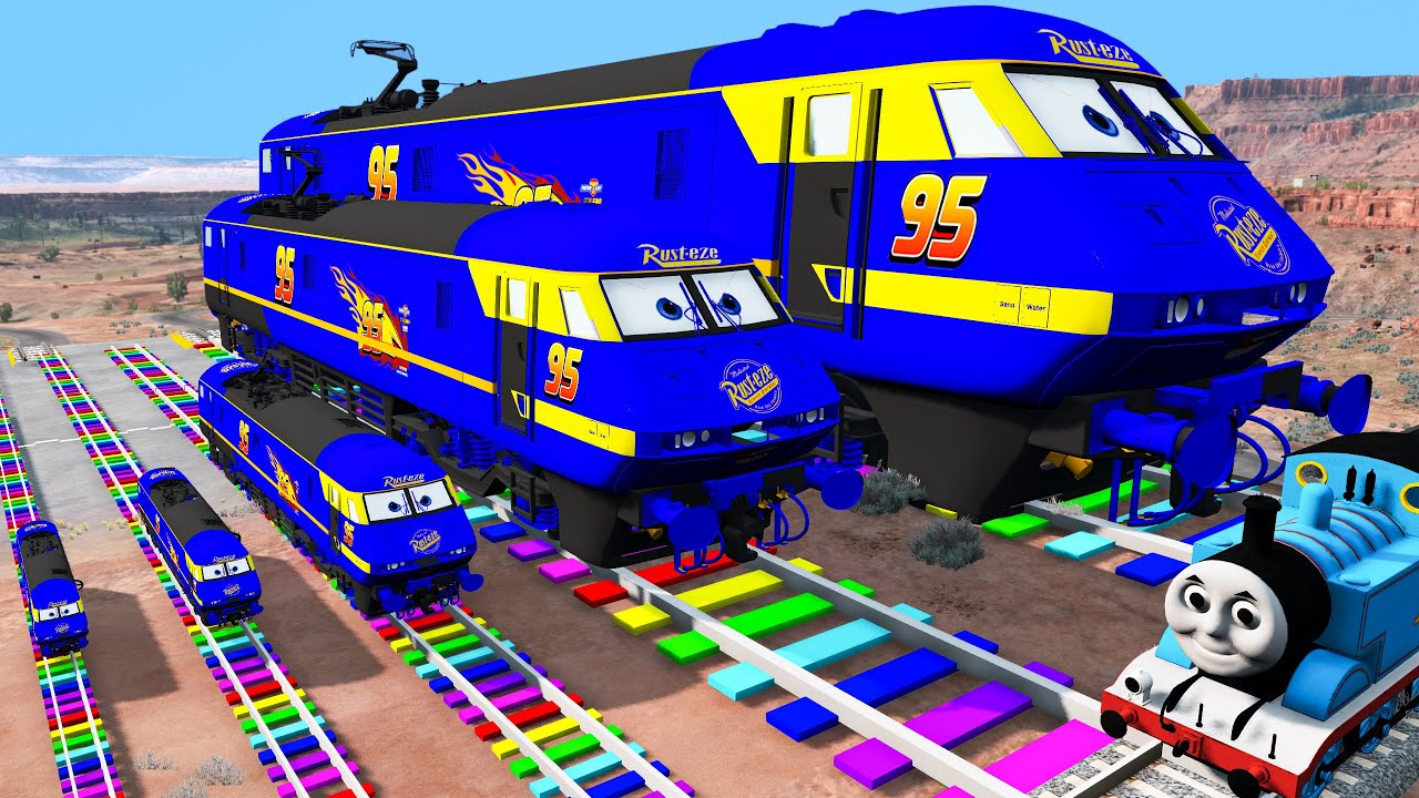Trains vs Cliff #4 and Big & Small Police Train I BeamNG.Drive