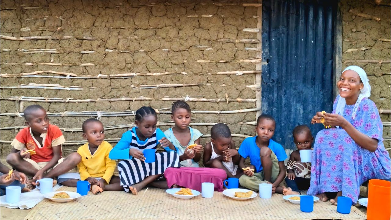 Delicious African Village Style Of Cooking Village Food Organic Vegetable Bread & Tea For Breakfast