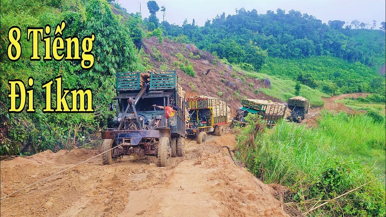 Xe độ 6 Máy Chở Gỗ Keo 8 Giờ Đi 1 Km Vượt Qua Bùn Lầy/ Khám Phá Official