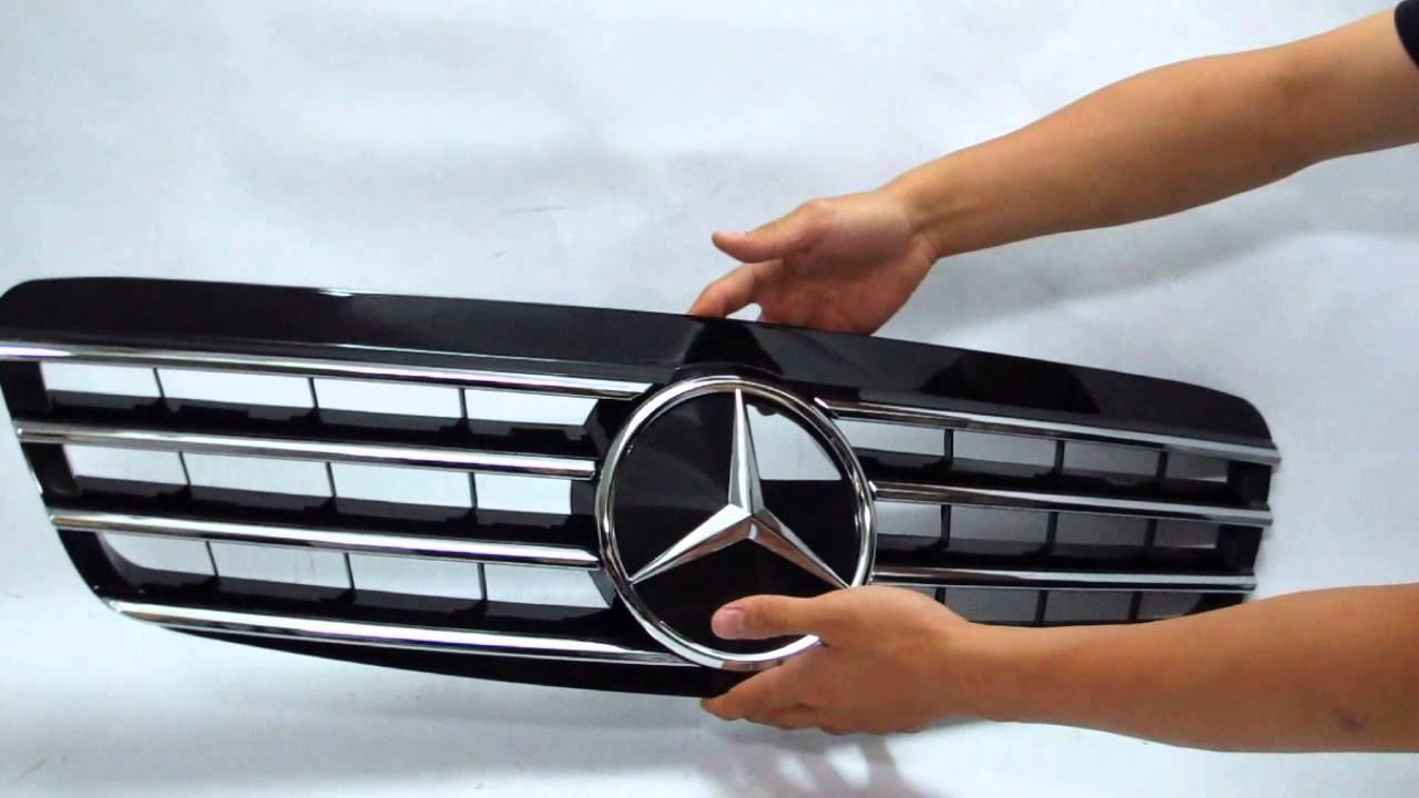 CrazyTheGod W220 1999-2002 Pre-Facelifed GRILLE/GRILL 4FIN CHROME/BLACK for Mercedes-Benz (Grille)
