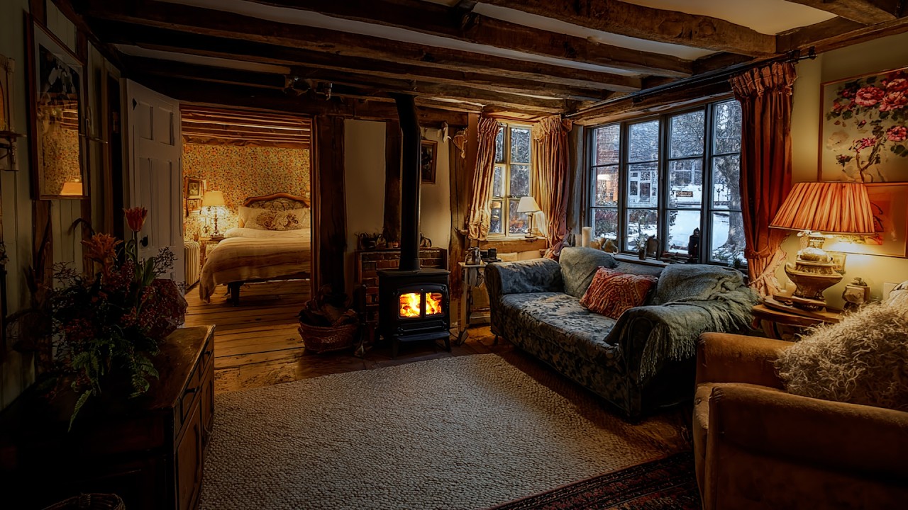🔴Warm Air Folding Into Silent Corners | Gentle Fireplace Ambience for Deep Sleep and Calm Ease