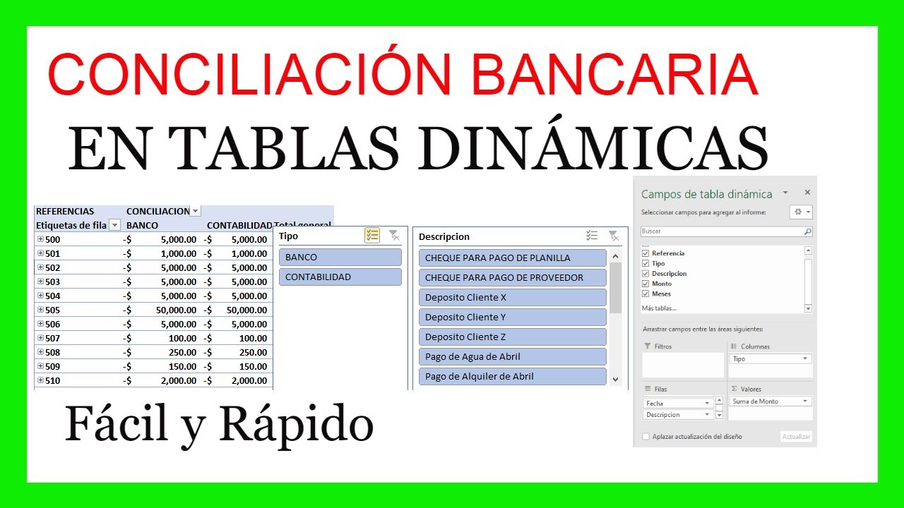 Cómo hacer una Conciliación Bancaria en Tablas Dinámicas Fácil y Rápido