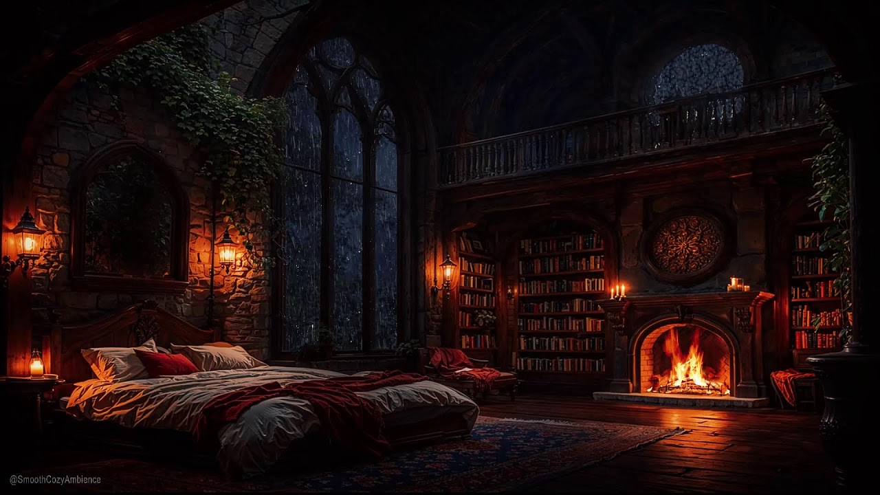 Midnight Monarch Chamber Thunder & Rain, Fireplace Sounds