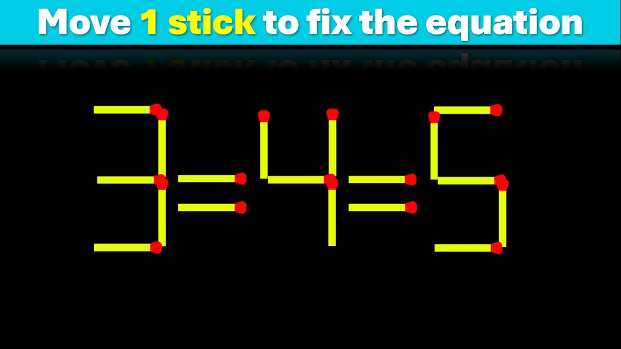 Fix This Equation by Moving Just One Stick – Brain Teaser! - #matchstickpuzzle