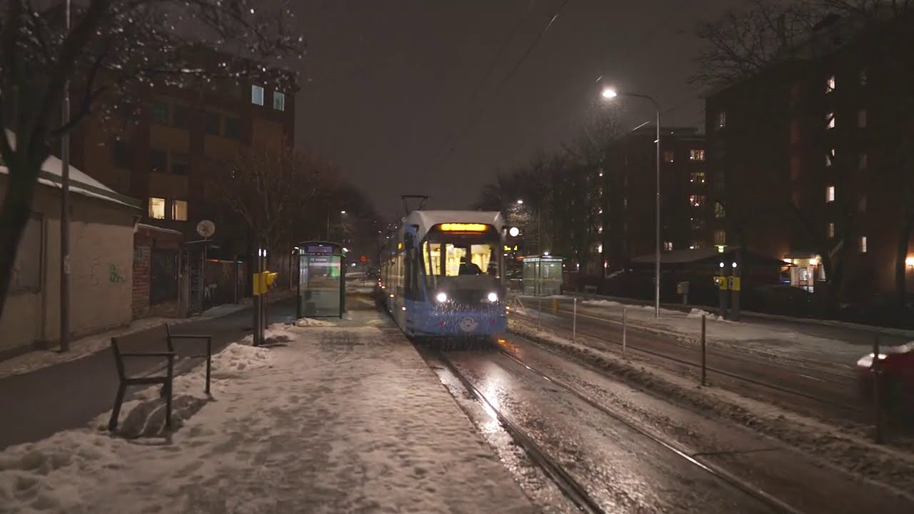 Sweden, Stockholm, tram night ride from Trekanten to Sundbybergs centrum