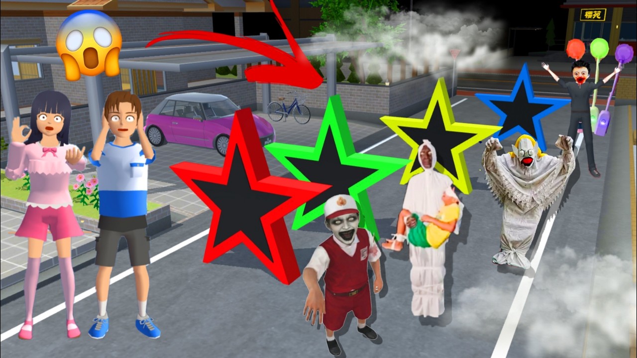 yuta mio panik pasukan hantu masuk portal bintang warna warni | SAKURA SCHOOL SIMULATOR