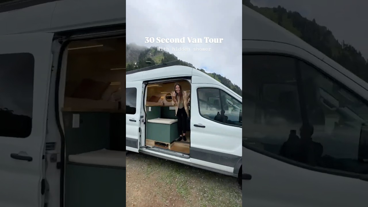 30 Second Tour of Our Tiny Home on Wheels 🚐 #vantour #projectvanlife #diycamper #vanlife