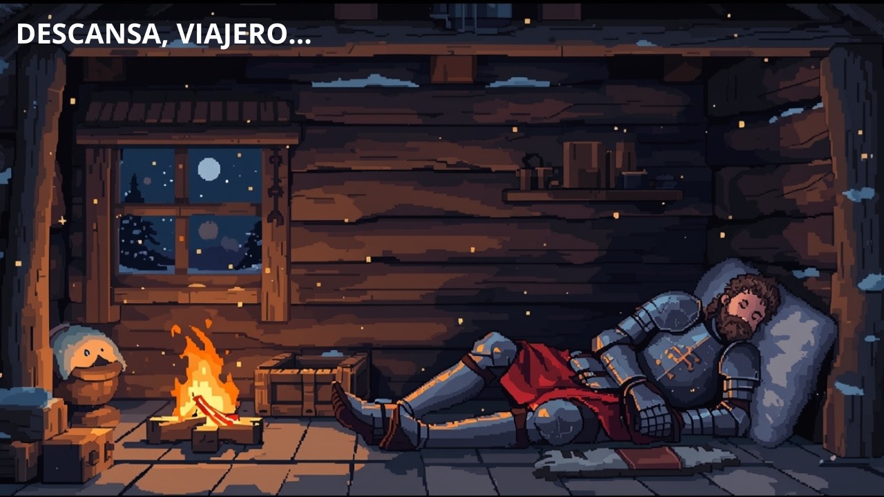 Descansa, Viajero… La Nieve Cae y el Fuego Cuida Tu Sueño ❄️🔥🌙