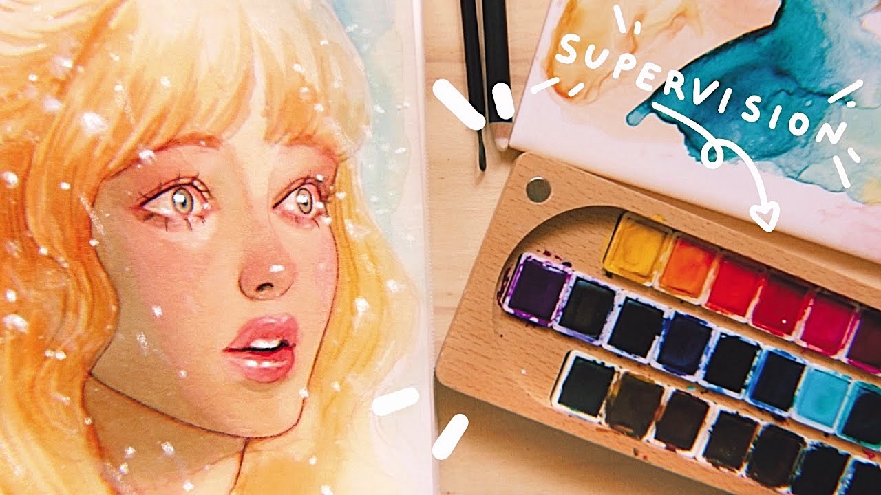 💕 SUPERVISION 💕 WATERCOLORS // 24 HALF PANS SET // WOODEN BOX