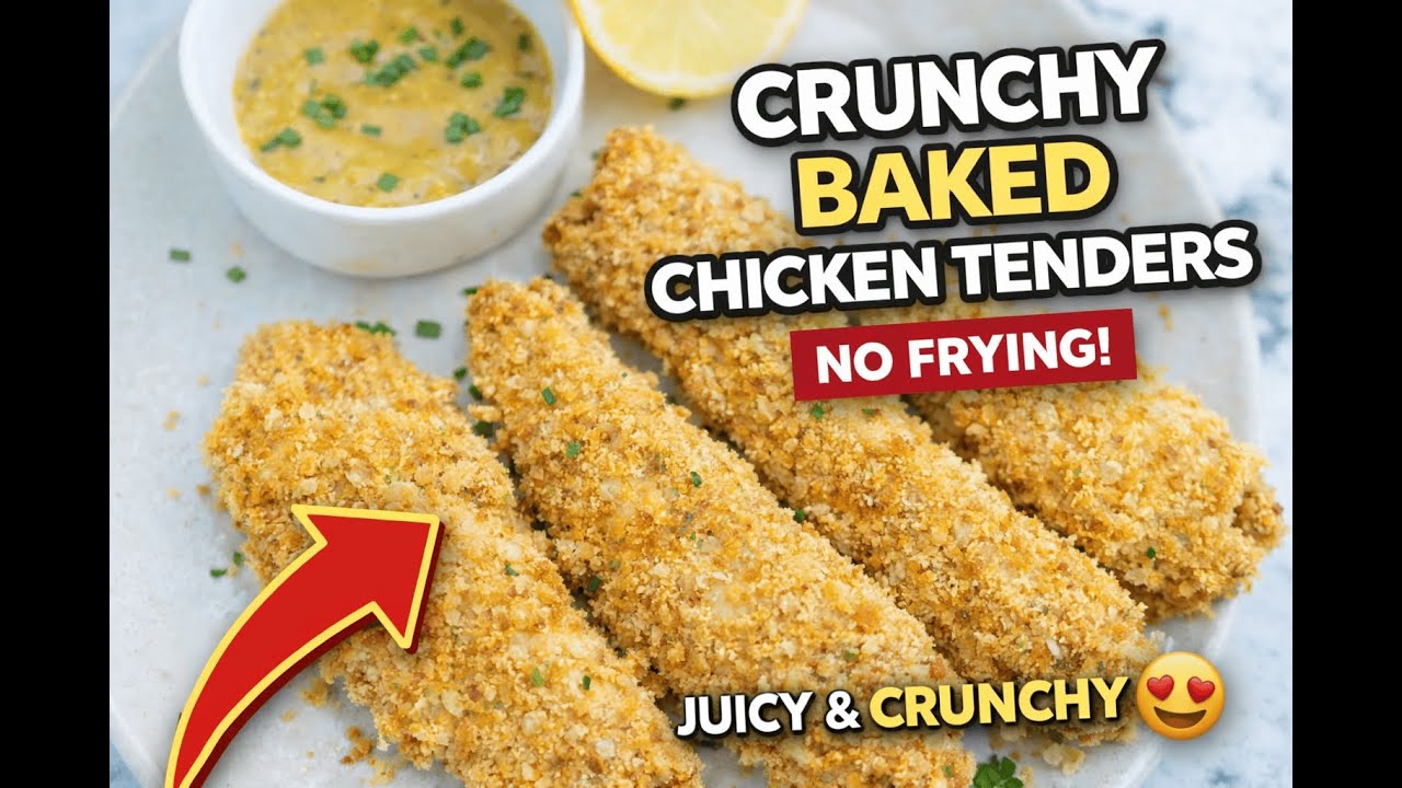 Crispy Baked Chicken Tenders (No Frying!) | Juicy & Crunchy Oven Recipe 😍