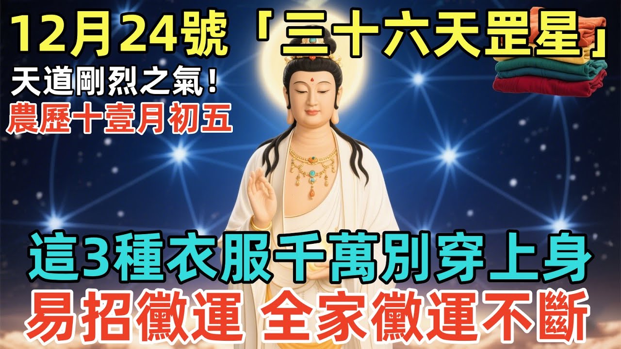 天道剛烈之氣！12月24號，農歷十壹月初五，「三十六天罡星」，這3種衣服千萬別穿上身，易招黴運，全家黴運不斷！
