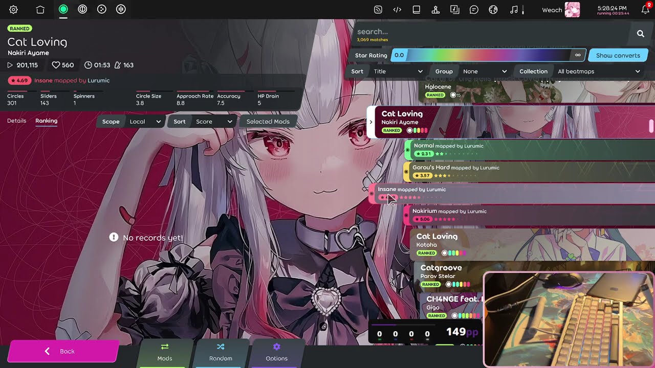 Hopped on osu! and played 
