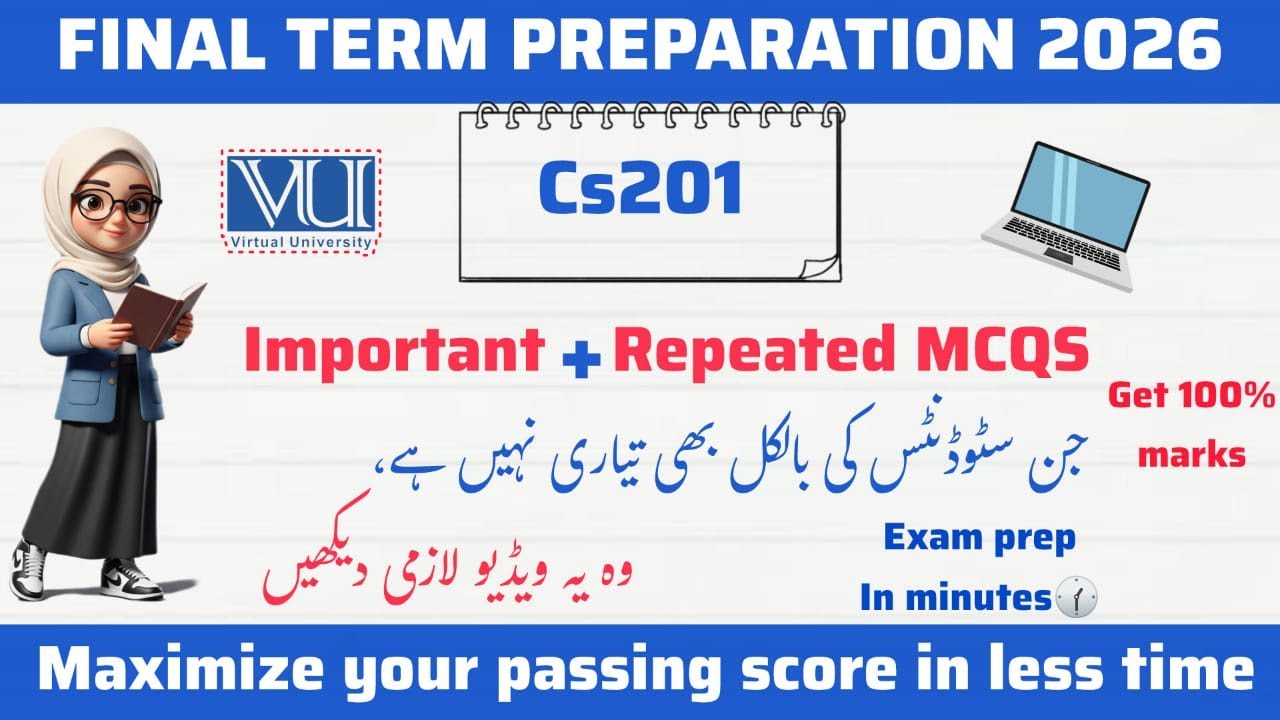 CS201 Final Term Preparation 2025 & 2026 Most Important and  Repeated MCQs Past Papers
