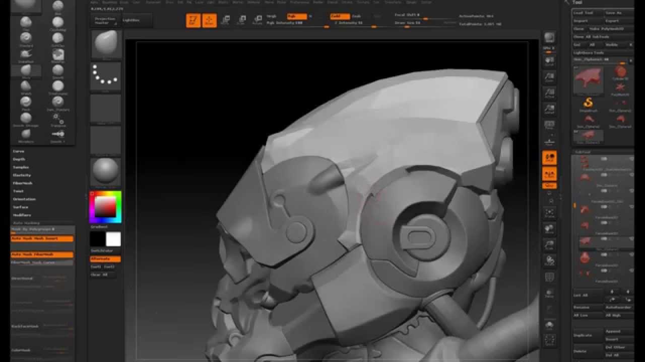 ZBrush Mech Helmet 03 Rebuild And Refine