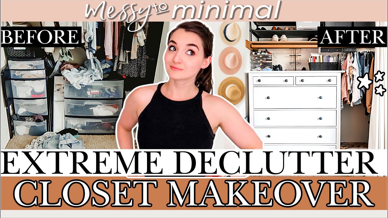 90% of my clothing GONE! 😮 MESSY TO MINIMAL👗Clothing EXTREME DECLUTTER + Closet Tour MAKEOVER