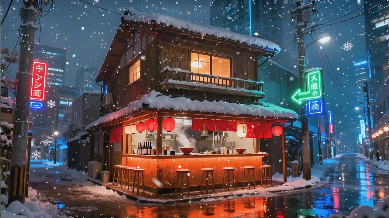 NO ADS Hot Ramen Storm ❄️☕ | Tokyo Winter Lo-Fi 432Hz Deep Relax
