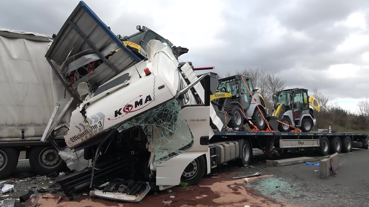 Auffahrunfall 3 LKW - 3 Verletzte auf A3 Richtung Köln Höhe Königswinter am 13.03.21 + O-Ton