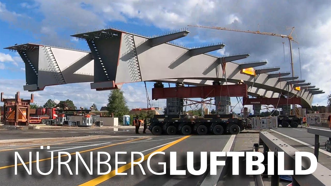 Einfahrt Bauwerk 128a, Autobahn A73, durch SPMT's. Auftraggeber: Autobahn GmbH des Bundes