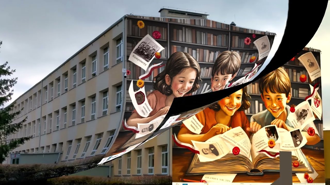 Mural w SP4 Iława - narodziny.