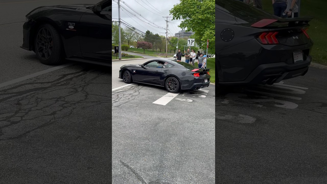 New Black Mustang GT 5.0 V8 rumbles away.