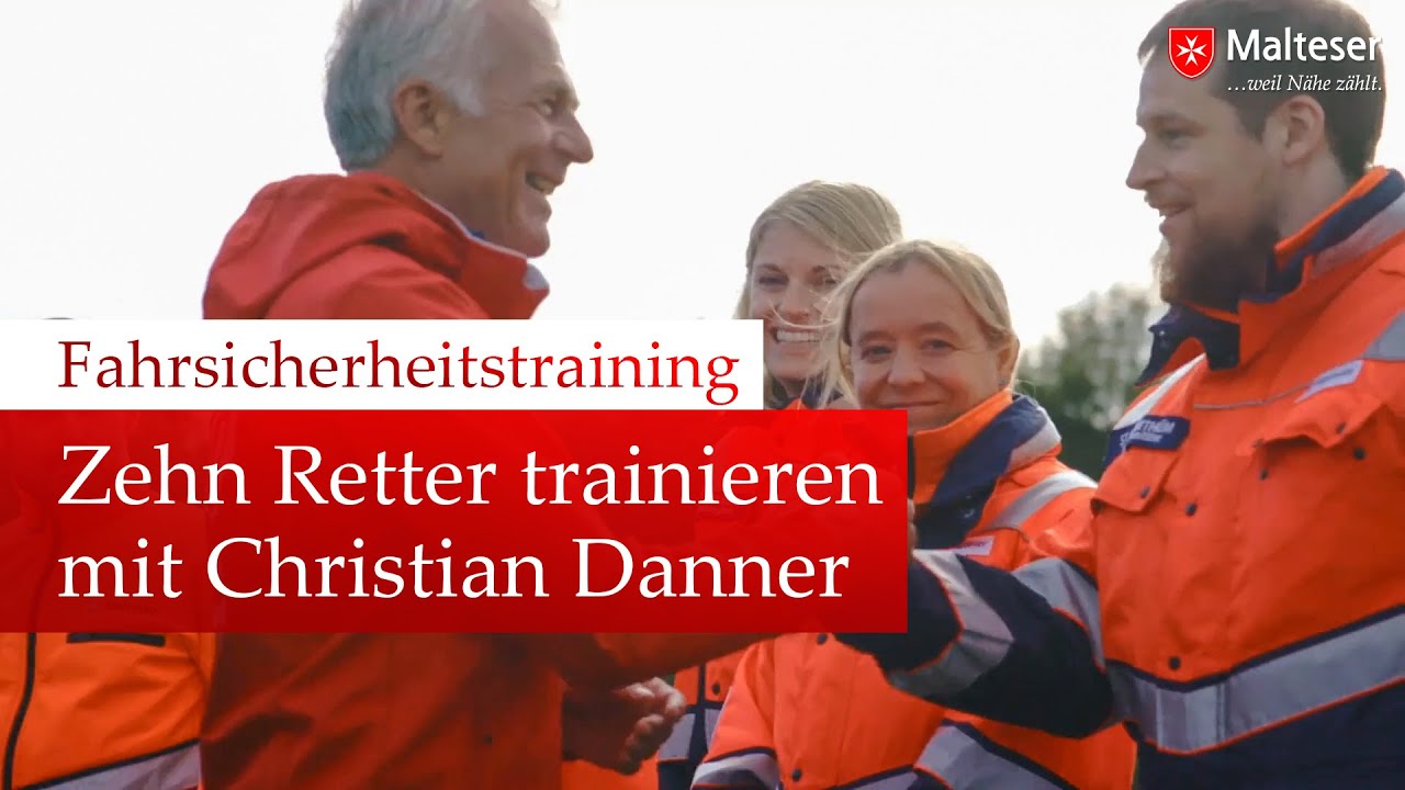 Zehn Malteser Retter trainieren mit Ex-Formel-1-Pilot Christian Danner auf der Teststrecke