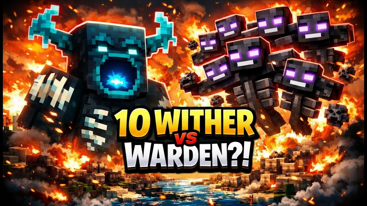 WITHERS vs WARDEN PVP😮| Minecraft EPIC fight