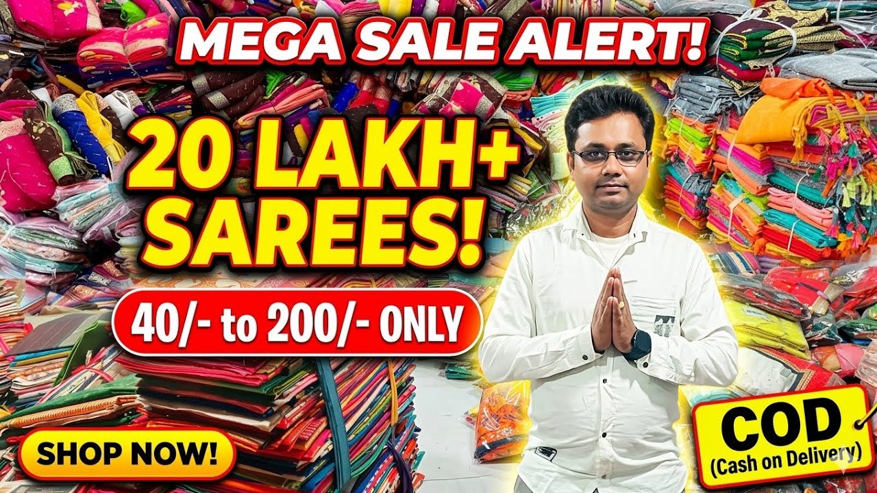 40/- to 200/- Sale Saree, 20 Lakhs Sale Saree Godwon, Silk Saree, Chappa Saree, South Cotton Saree