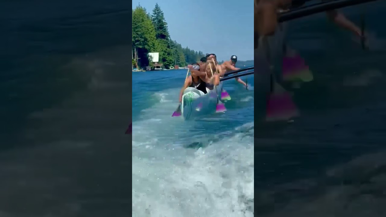 OC6 Vortex outrigger canoe  Surfing at Lake Whatcom