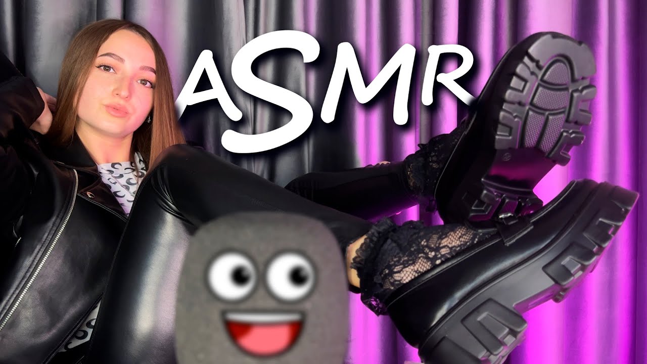 ASMR Leather Shoes Tapping & Fishnet Socks Mic Scratching 🖤