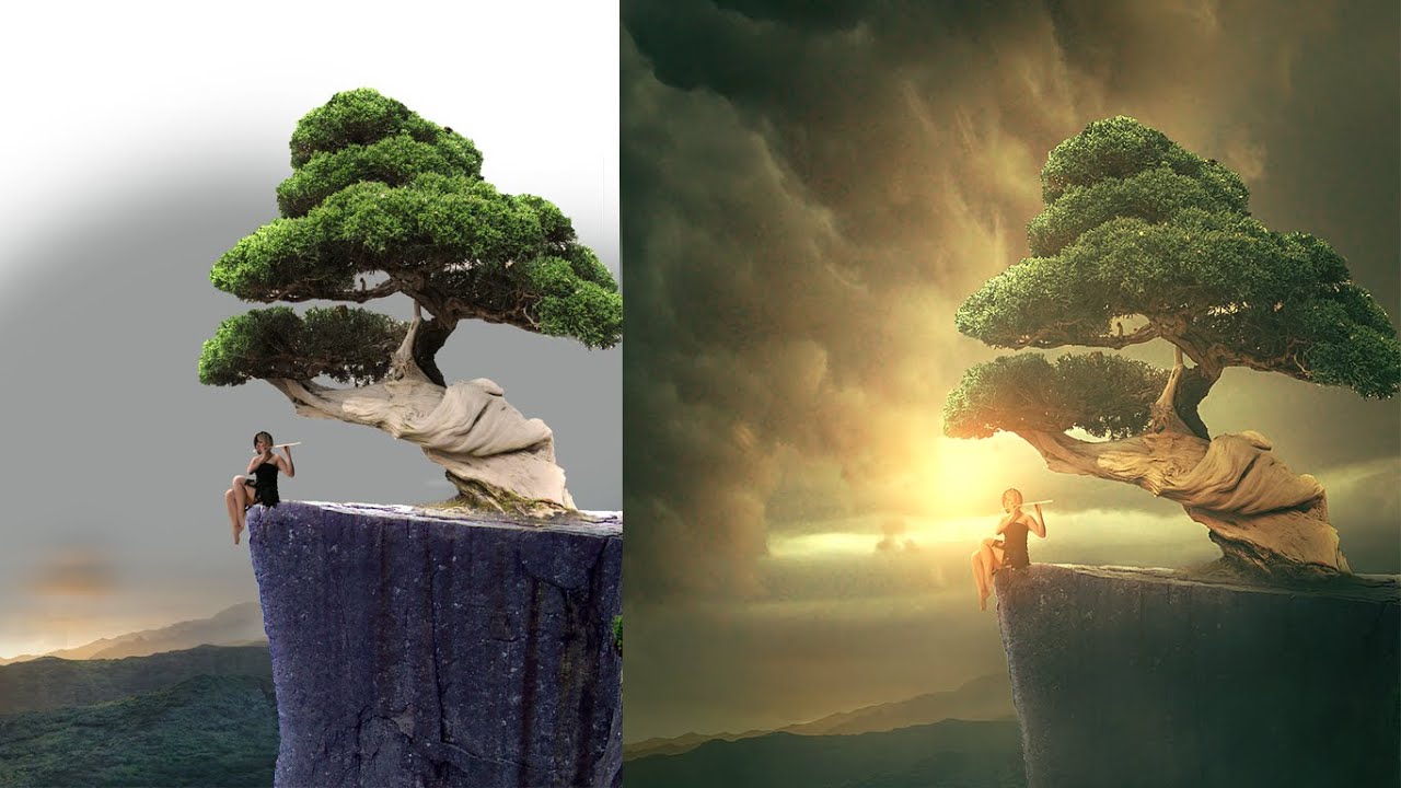 Photoshop Tutorial | Photo Manipulation ( Girl under tree )