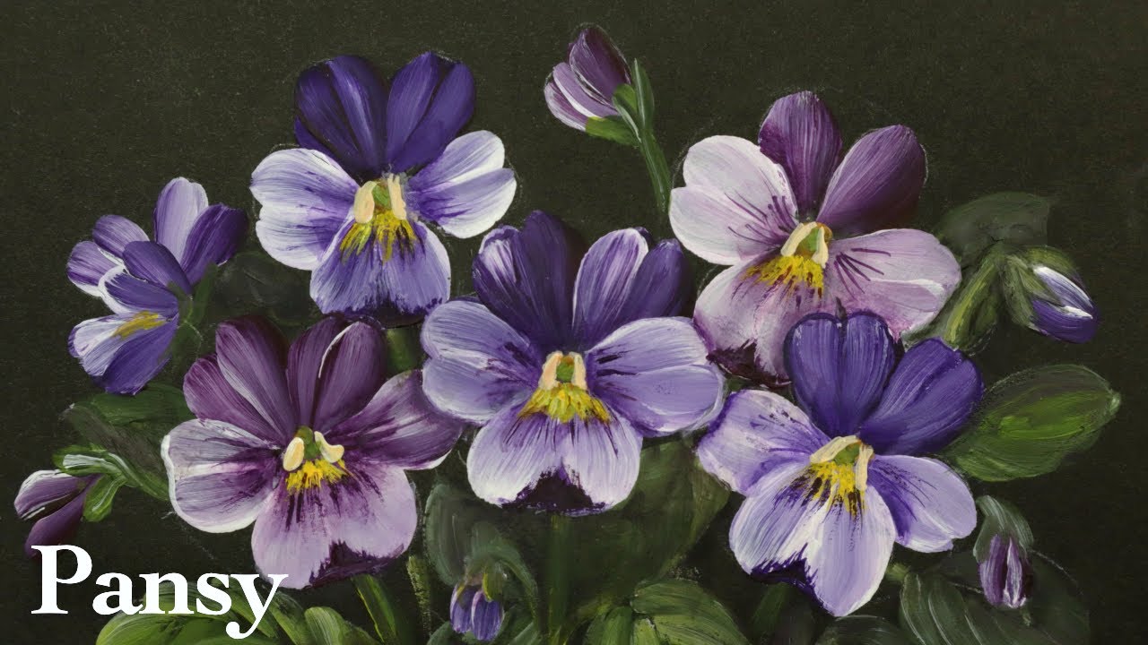 Pansy painting tutorial with acrylic (Purple pansy )|one stroke
