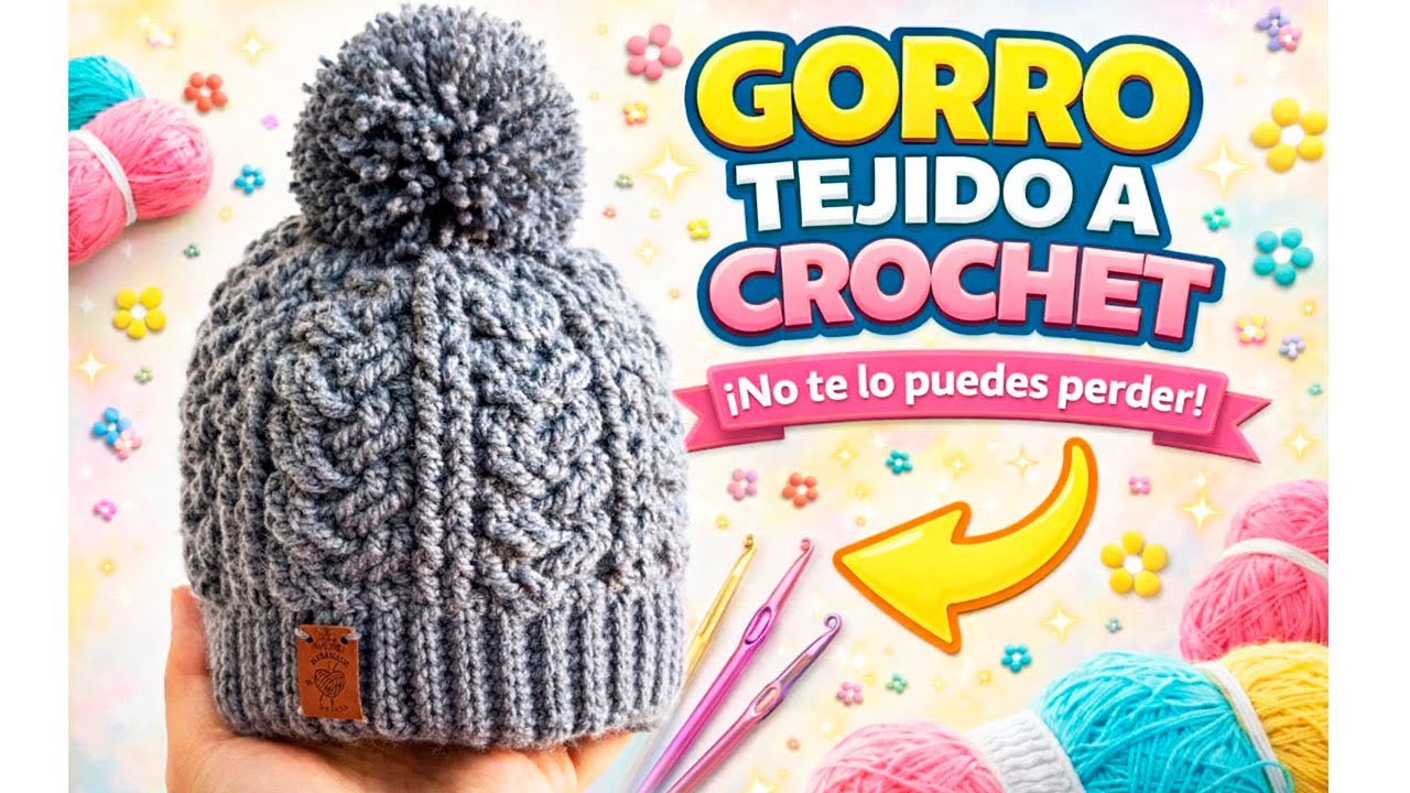 🌈TUTORIAL!  GORRO CALADO VIRAL A CROCHET (punto malla)