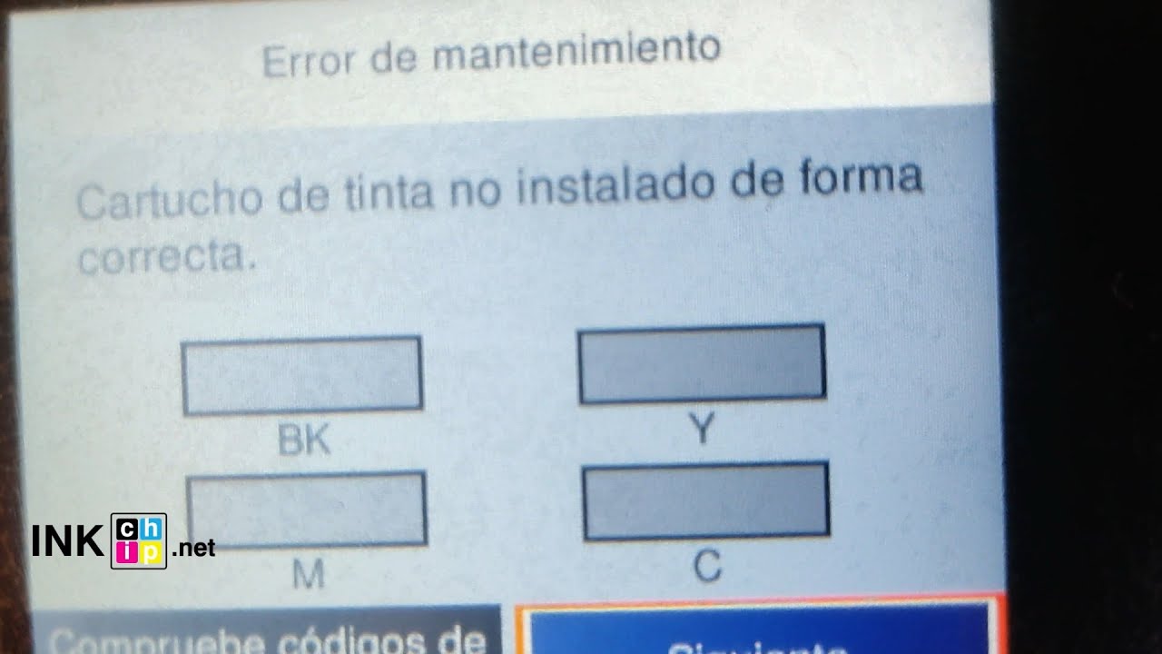 Error de cartucho Epson XP4105