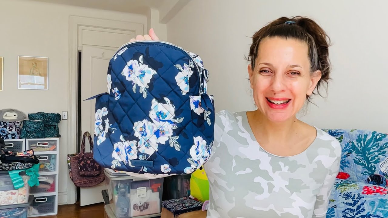 Vera Bradley Convertible Small Backpack in Blooms and Branches Navy + French Hens & Chanticleer