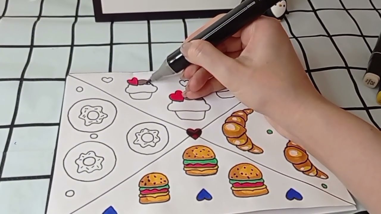 Oddly Satisfying ASMR Alcohol Marker Coloring 🍩🥐🧁🍔 | Relax Your Mind