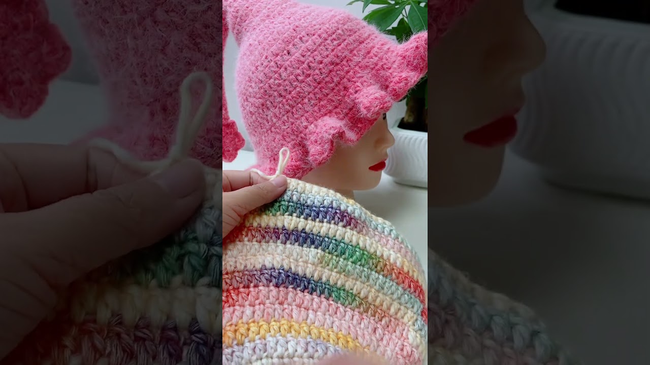 Двойная шапка крючком 