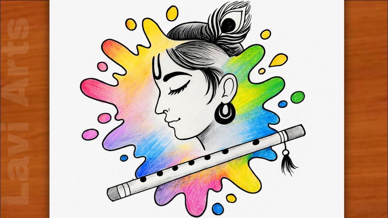 Lord Krishna Face Drawing for Holi | Easy God Drawing Tutorial| Easy Drawing | Krishna | Art |Chitra