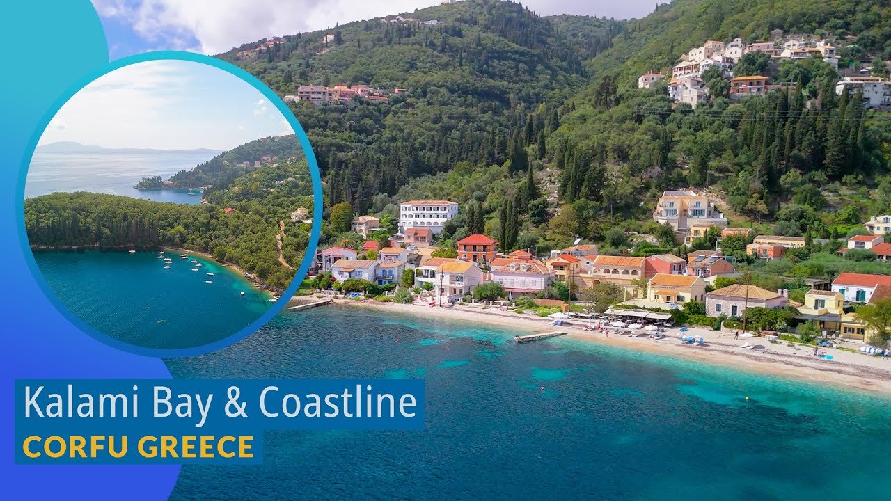 Kalami Bay Corfu Greece | Beach Resorts | Corfu East Coast | Greece Drone Tour 4K